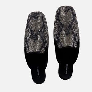Lola Cruz Women’s Loafers Size 40 Black With Sequins Slip On